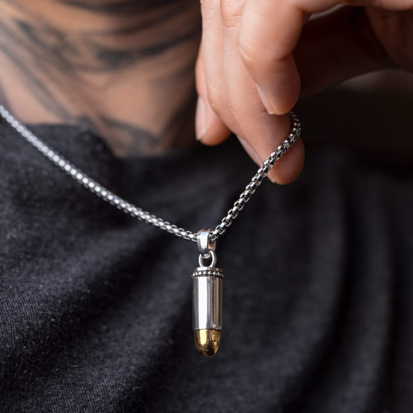 Naszyjnik srebrny "Bullet 9mm"